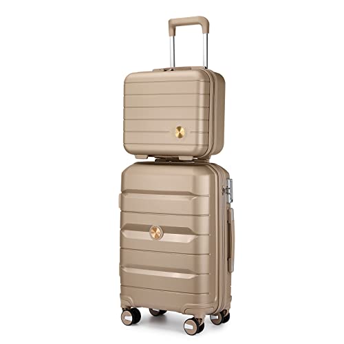 Sea choice Handgepäck Koffer Polypropylene Hartschalenkoffer Trolley Reisekoffer mit TSA-Schloss Beautycase 4 Rollen, 55cm, 32-35 Liter von Sea choice