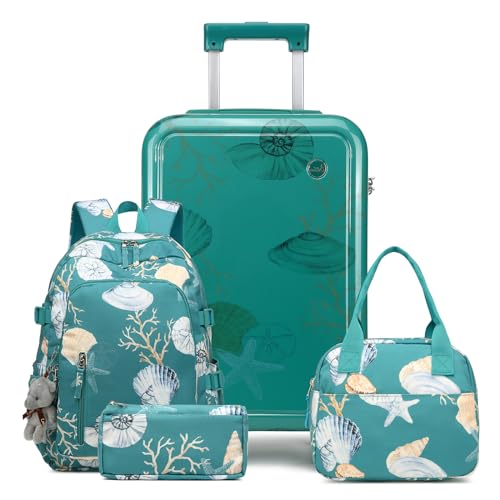 Sea choice Kinderkoffer mit Rucksack Set Handgepäck Leicht Hartschalenkoffer Trolley Jungen Mädchen Reisekoffer YKK Reiverschluss mit 4 Rollen TSA, 53x34x21cm von Sea choice