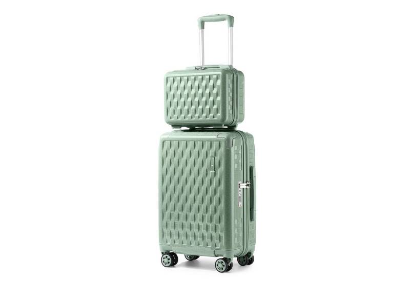 Sea choice Kofferset 2 Teilig Kabinengepäck mit Kosmetiktasche und Eckenschutz., 4 Rollen, (2 tlg), 4 leisen Doppelrollen, 360° drehbar, Grün von Sea choice