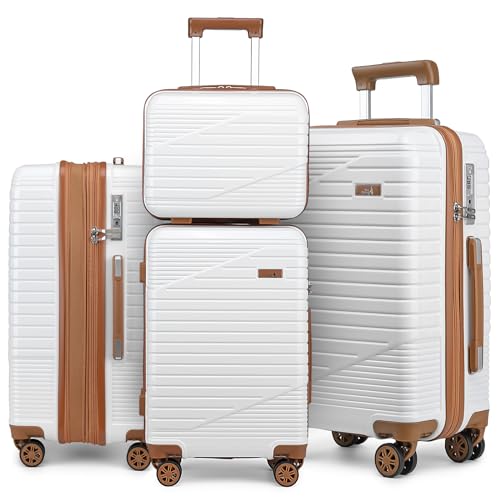 Sea choice Kofferset 4 Teilig Hartschalen Rollkoffer PC Handgepäck Set Beautycase (Nur L Koffer Erweiterbar) Reisekoffer mit TSA-Schloß und 4 Rollen S/M/L/XL von Sea choice