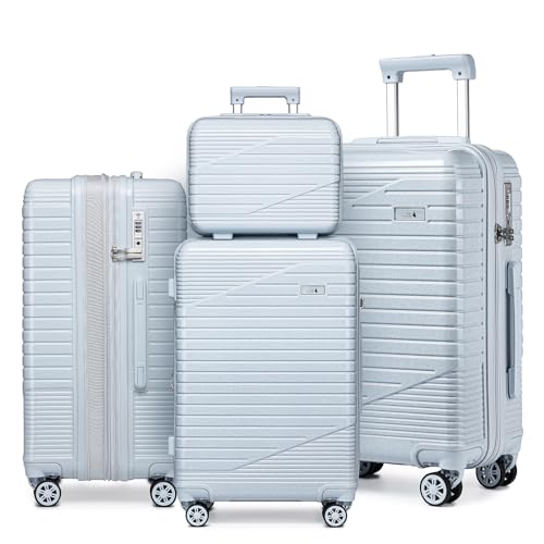 Sea choice Kofferset 4 Teilig Hartschalen Rollkoffer PC Handgepäck Set Beautycase (Nur L Koffer Erweiterbar) Reisekoffer mit YKK Reißverschluss TSA-Schloß und 4 Rollen S/M/L/XL von Sea choice