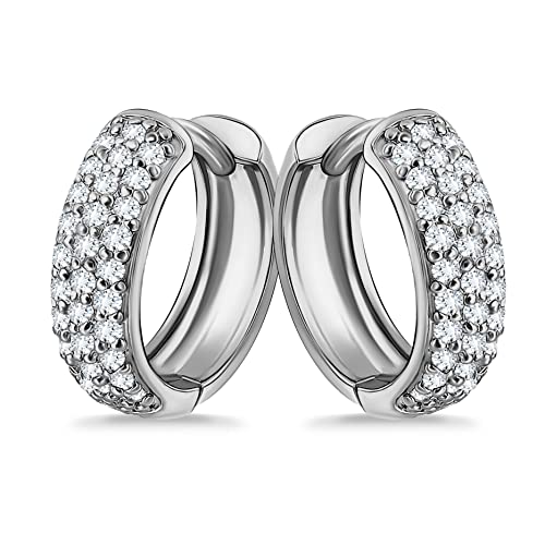 Kreolen-Ohrringe aus Sterlingsilber mit Zirkonia, für Damen und Mädchen, 15 mm Durchmesser, Edelstein aus Metall, Zirkonia Kreolen-Ohrringe aus Sterlingsilber mit Zirkonia, für Damen und Mädchen, 15 mm Durchmesser, Edelstein aus Metall, Zirkonia von Sea of Ice