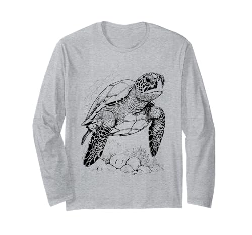 Meeresschildkröte, Strandliebhaber, Ozean, Tier-Grafik, Neuheit für Damen Langarmshirt Meeresschildkröte, Strandliebhaber, Ozean, Tier-Grafik, Neuheit für Damen Langarmshirt von Sea turtle ocean