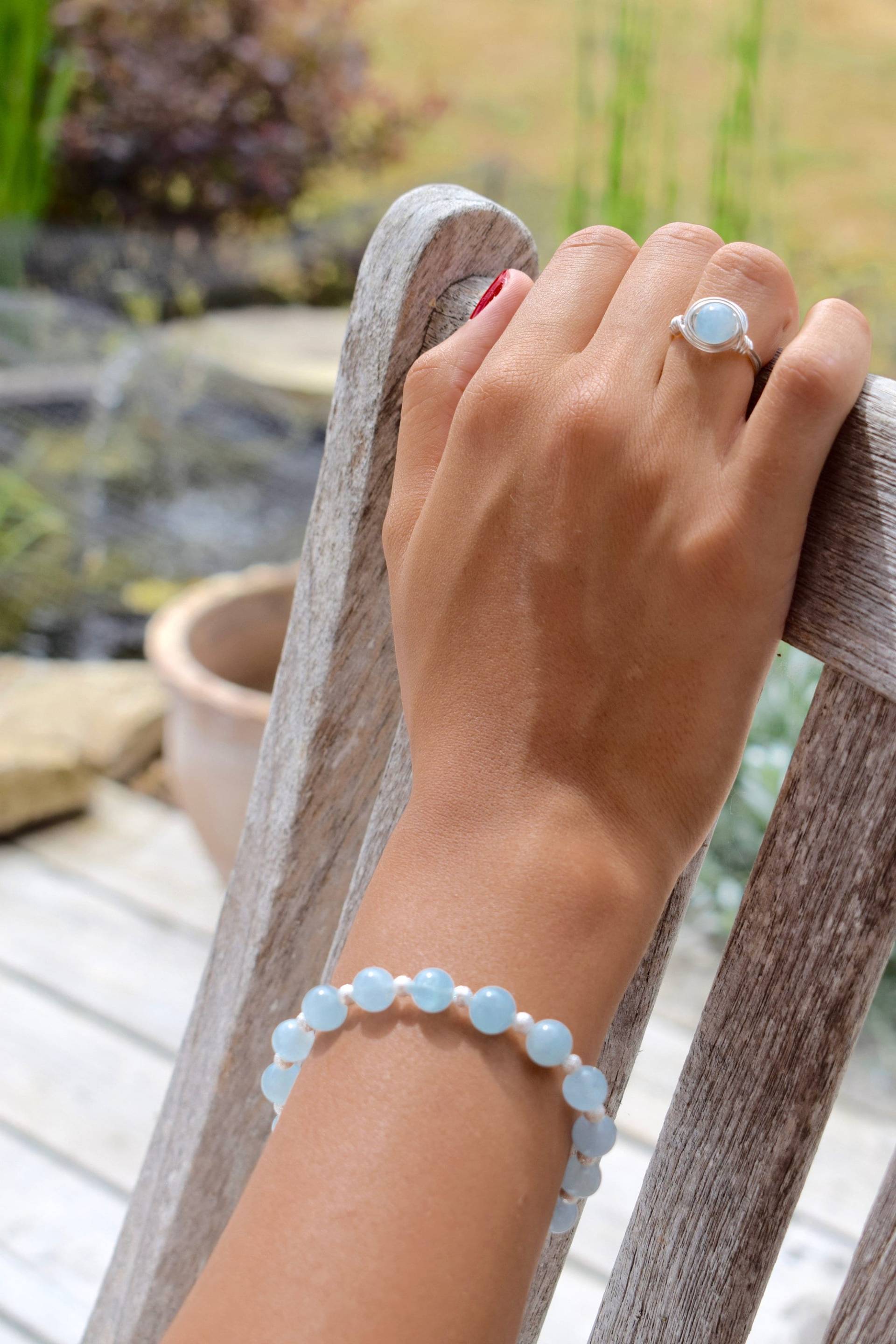 Handgemachter Aquamarin-Ring Aus Sterlingsilberdraht von SeaCoalUK