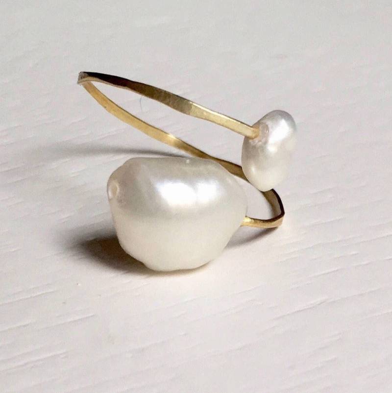 Keshi Perlenring/Manschettenring Perle Barockperlenring Süßwasserperlenring Statement Ring Beachy Geburtstagsgeschenk Für Sie von SeaCoveDesigns