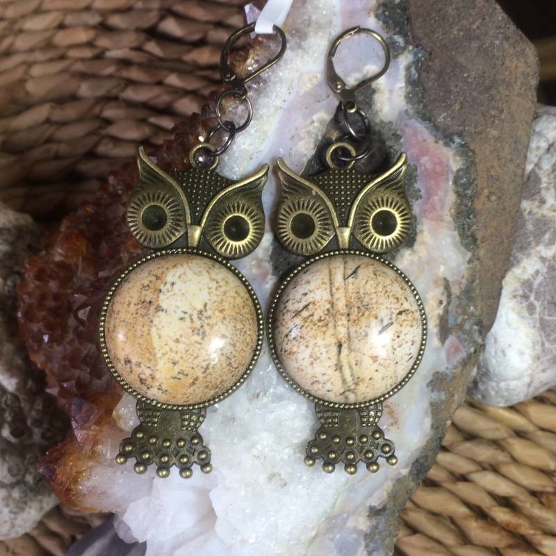 Bild Jaspis Antik Bronze Eulen Ohrringe Bild Jaspis Antik Bronze Eulen Ohrringe von SeaGemJewellery