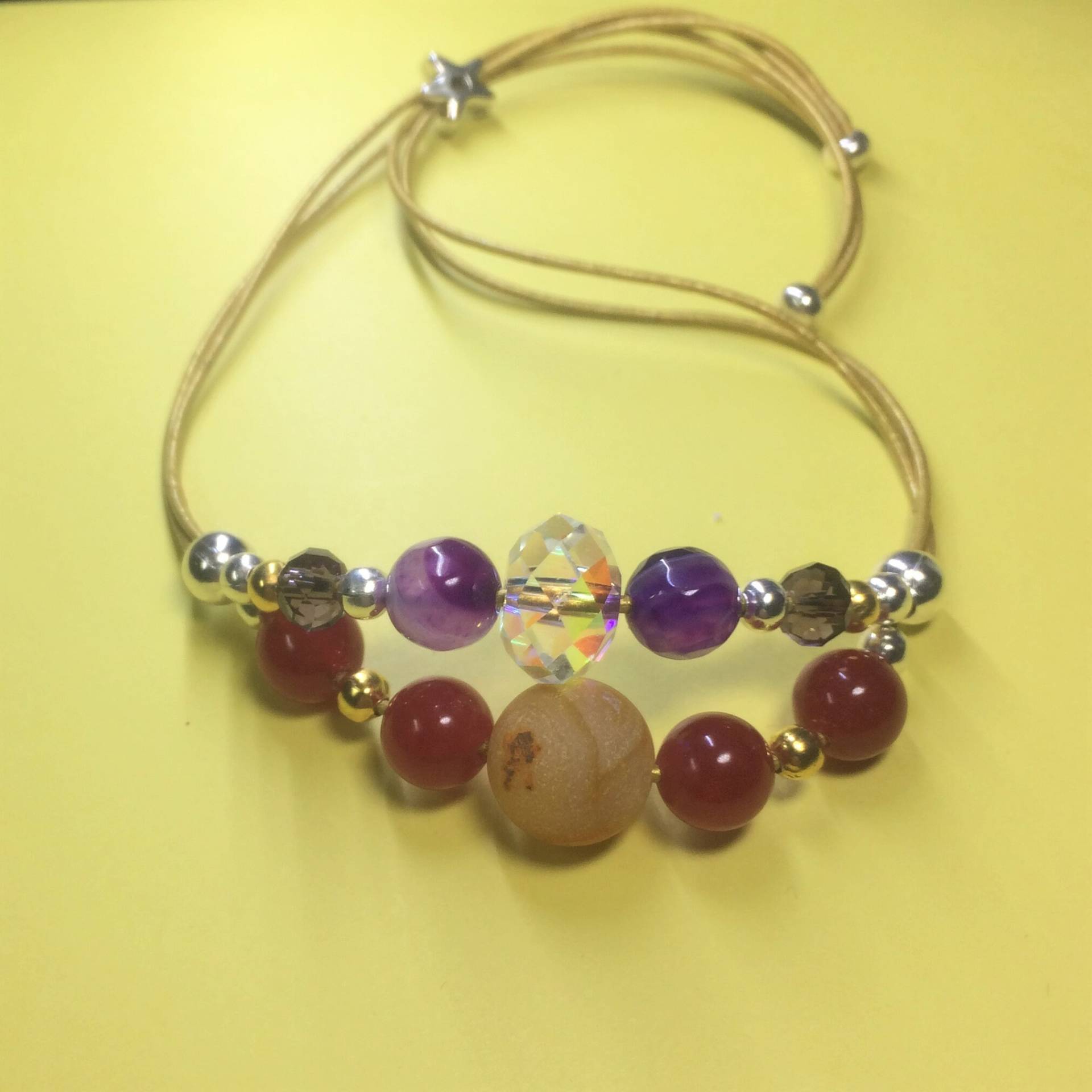 Swarovski Kristall Slider Armband Lila Achat, Druzy Quarz, Antiksilberner Stern Swarovski Kristall Slider Armband Lila Achat, Druzy Quarz, Antiksilberner Stern von SeaGemJewellery