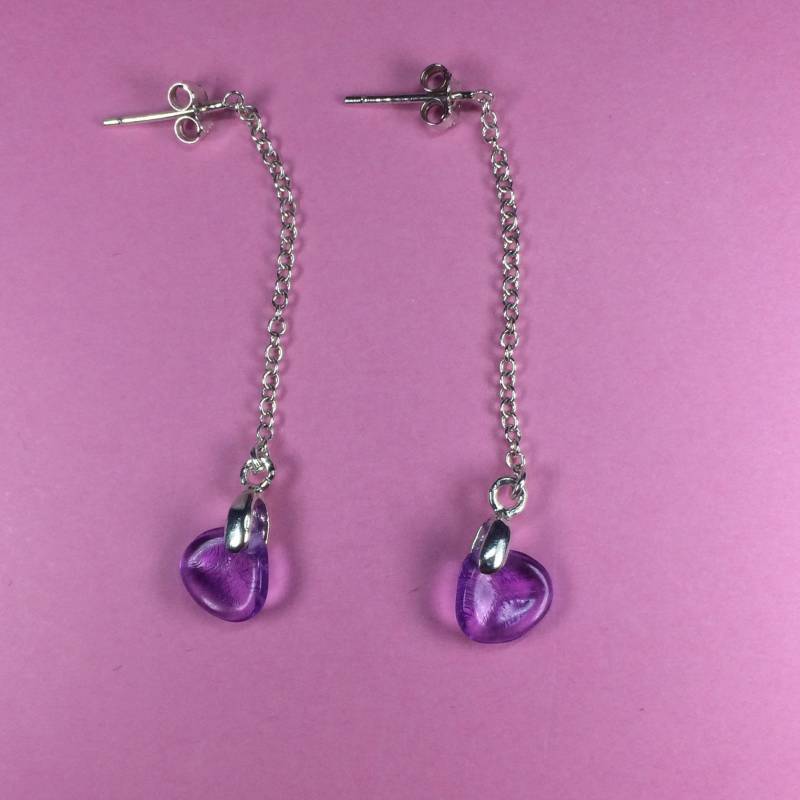 Tropfen Kette Sterling Silber Ohrringe Mit Amethyst Oder Türkis Glas Blütenblatt Dekoration Tropfen Kette Sterling Silber Ohrringe Mit Amethyst Oder Türkis Glas Blütenblatt Dekoration von SeaGemJewellery