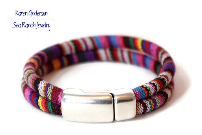 Herren Armband Lila Gestreift | Veganer Baumwollschmuck von SeaRanchJewelry