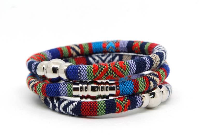 Navy & Red Woven Cotton Armband Oder Fußkettchen | Veganer Boho Schmuck von SeaRanchJewelry
