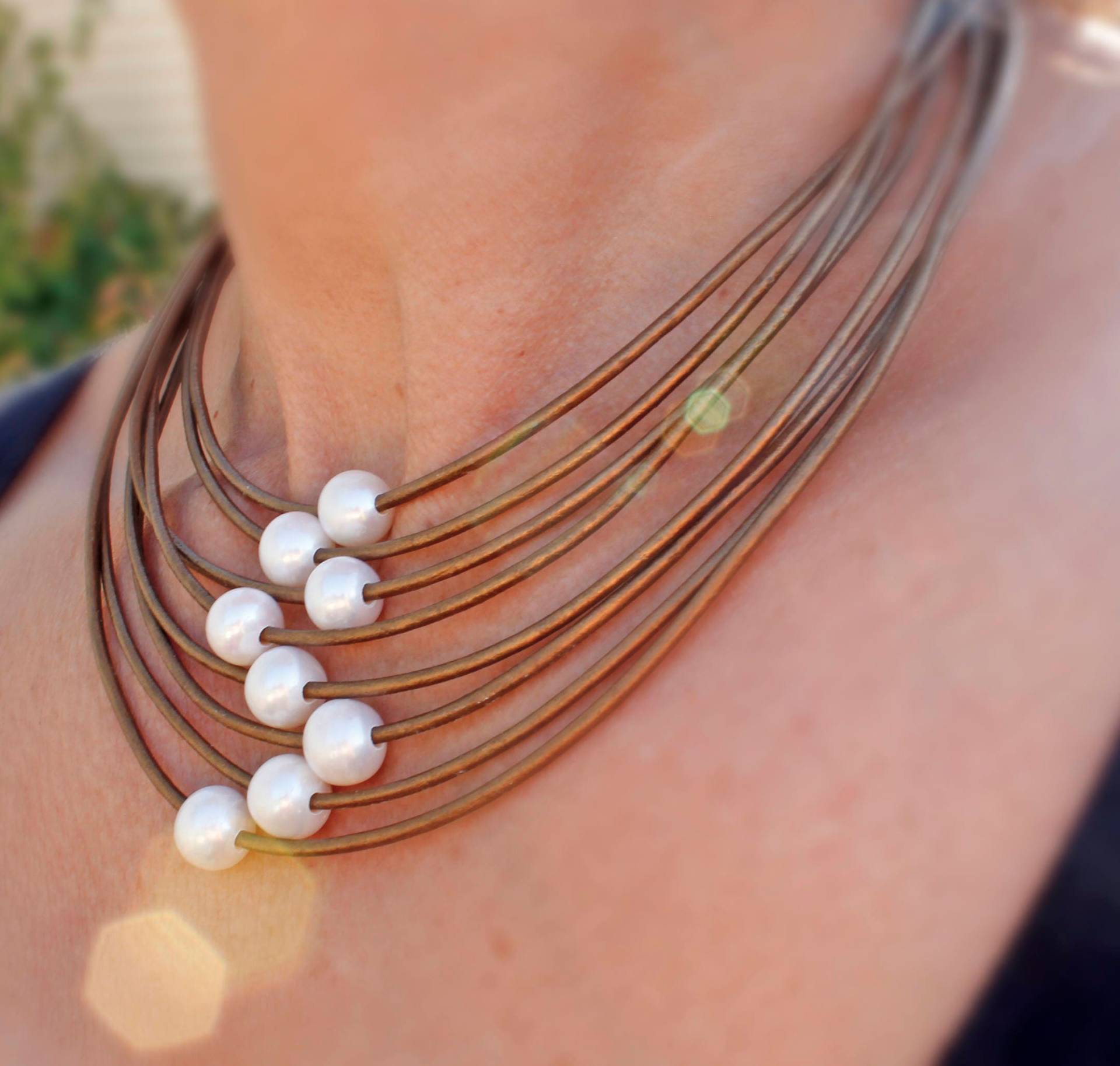 Perlen & Lederkette | -Resort Halskette Boho Perlenschmuck Perlenkette Süsswasserperlen Farbe | N Wählen von SeaRanchJewelry