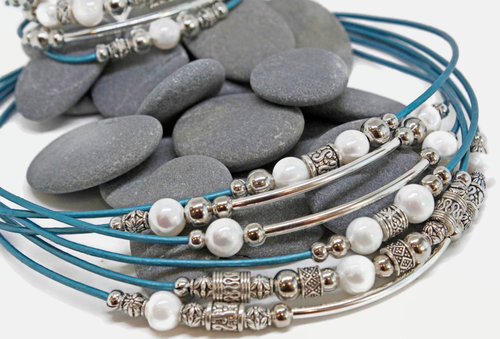 Perlen & Lederperlen 18"Halskette | Perlenkette Süßwasserperlen Schmuck Und Leder Perlenschmuck Resort von SeaRanchJewelry