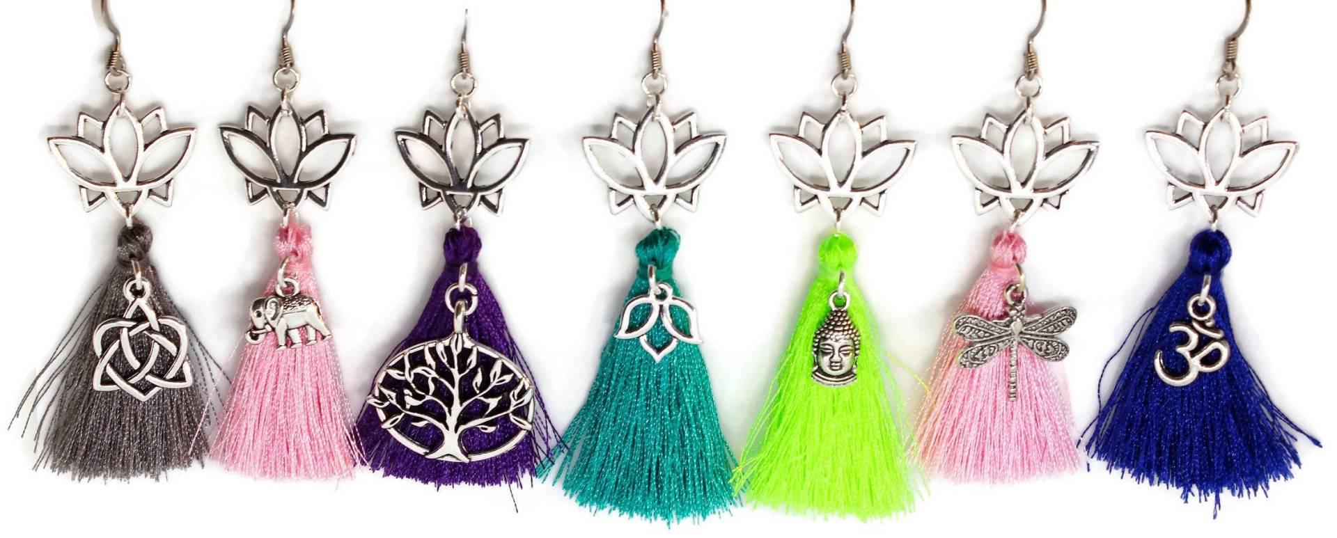 Quasten Charm Ohrringe | Quastenfarbe & Boho Hippie Festival Schmuck Moderne Judaica David Stern von SeaRanchJewelry