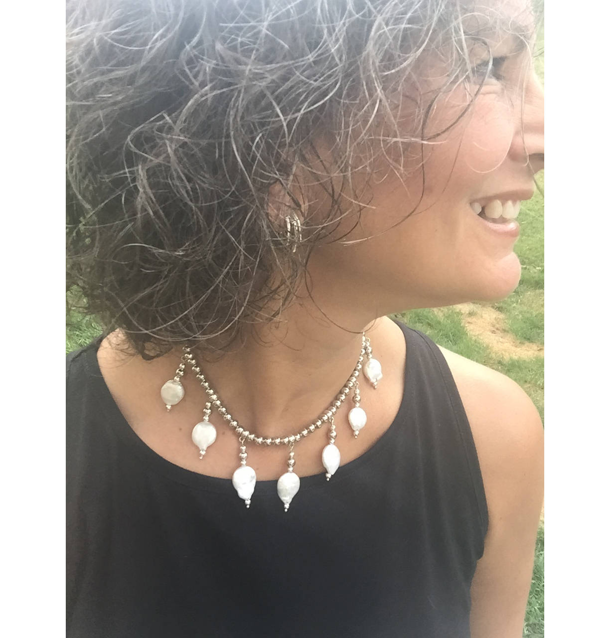 Süßwasser Perlen Statement Halskette | Brautjungfern Geschenk Echte Barocke Münzperlen Hochzeit Mutter Der Braut Bib von SeaRanchJewelry