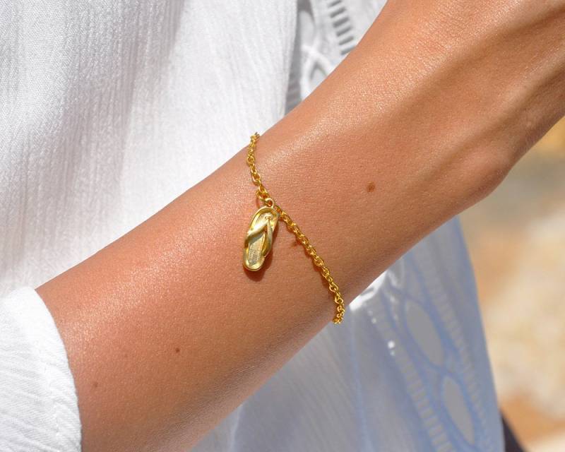Gold Flip Flop Armband | Sandale Für Frauen, Sandel Schmuck, Strand Armband, Perfekte Ocean Lover Geschenk von SeaSideMotifs