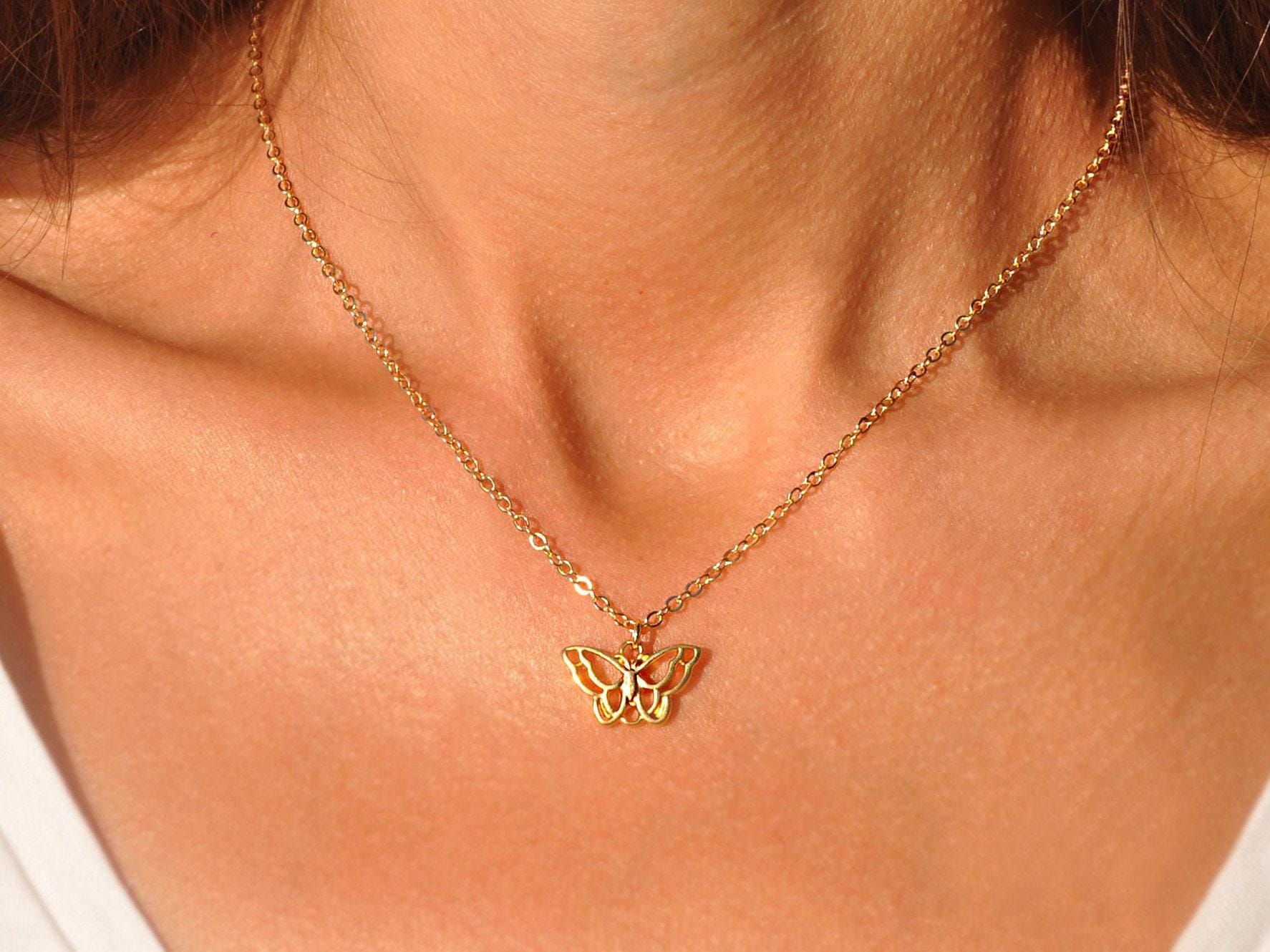 Gold Schmetterling Halskette, Charm Halskette Für Frauen, Schmuck, Sommer Geschenk, Goldkette, Geschenk Sie von SeaSideMotifs