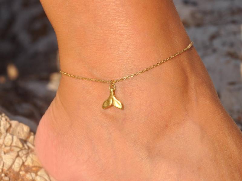 Gold Whale Tail Anklet, Personalisierte Anklet Für Frauen, Ocean Fußkette, Strand Sea Life Geschenk Sie von SeaSideMotifs
