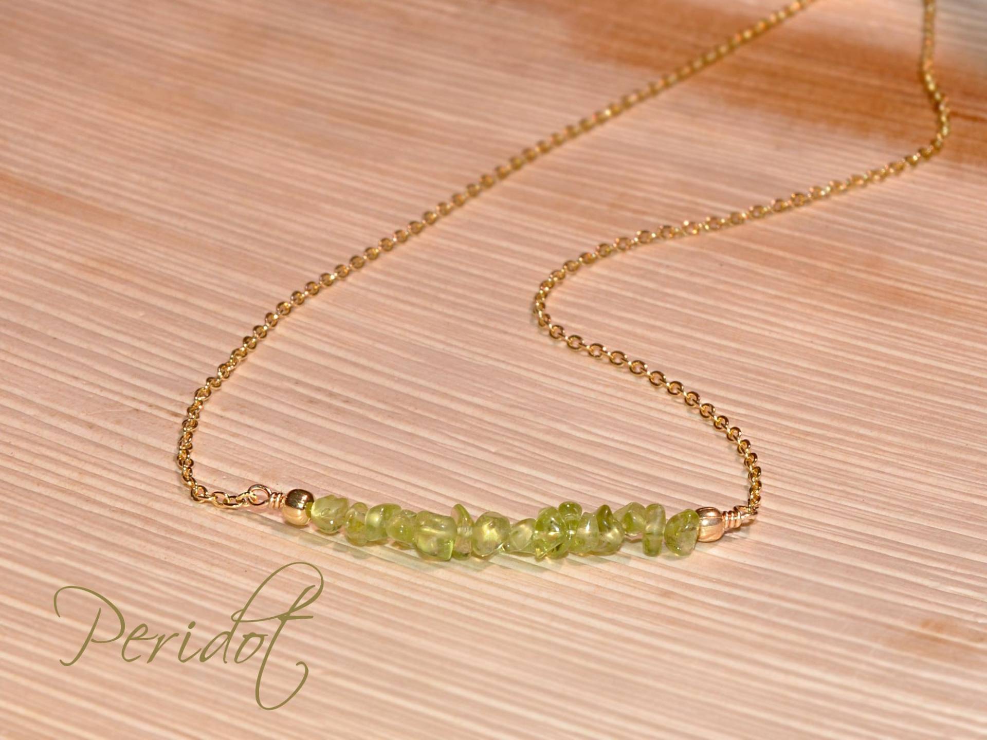 Peridot Halskette in Sterling Silber Gold Und Rose Von Seasidemotifs | Personalisieren Sie Ihre Zierliche Peridot-Halskette Als Perfektes Geschenk von SeaSideMotifs