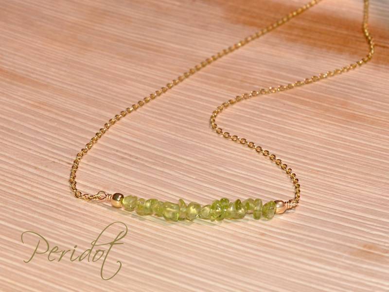 Peridot Halskette in Sterling Silber Gold Und Rose Von Seasidemotifs | Personalisieren Sie Ihre Zierliche Peridot-Halskette Als Perfektes Geschenk von SeaSideMotifs