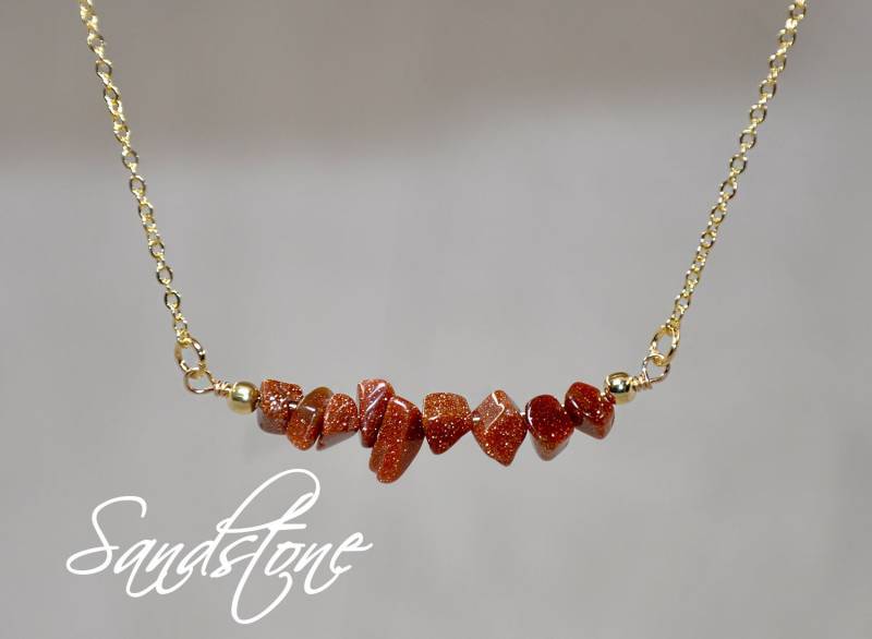 Perlen Sandstein Halskette in Gold Fill Sterling Silber Oder Rosegold Von Seasidemotifs | Personalisieren Sie Ihre Bead Bar von SeaSideMotifs