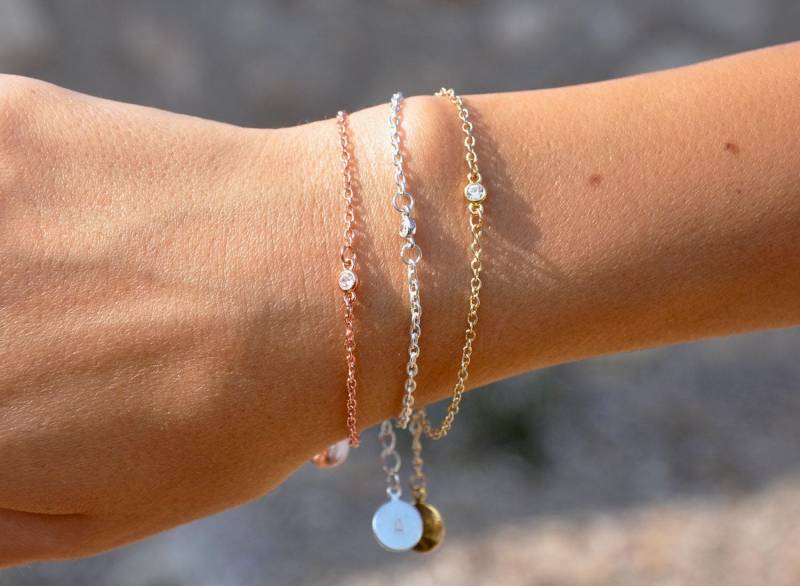 Zierliches Zirkon Armband - Silber Kleines Cz Diamant Gold Personalisierte Brautjungfer Geschenkidee von SeaSideMotifs
