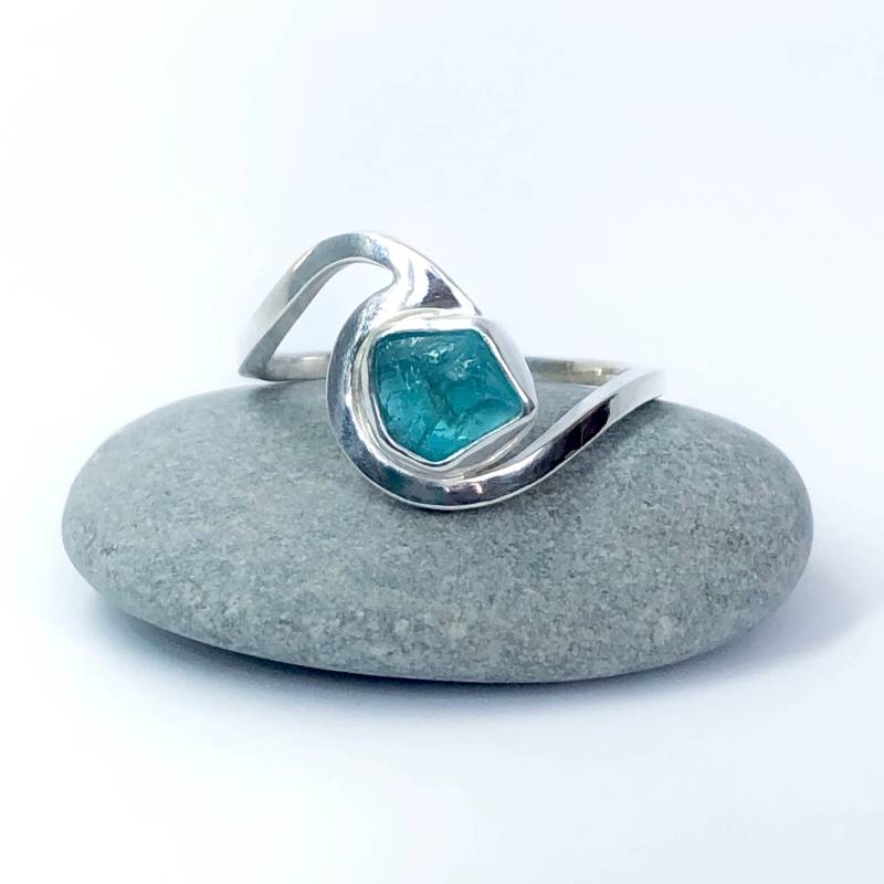 Apatit Sterling Silber Wellenring. Surferschmuck. Handgefertigt. Online Exklusiv von SeaSurfRocks
