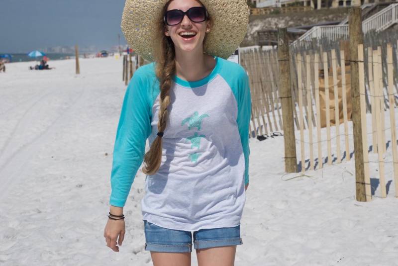 Meeresschildkröte T-Shirt 3/4 Arm Mit Hashtags von SeaTurtleHearts