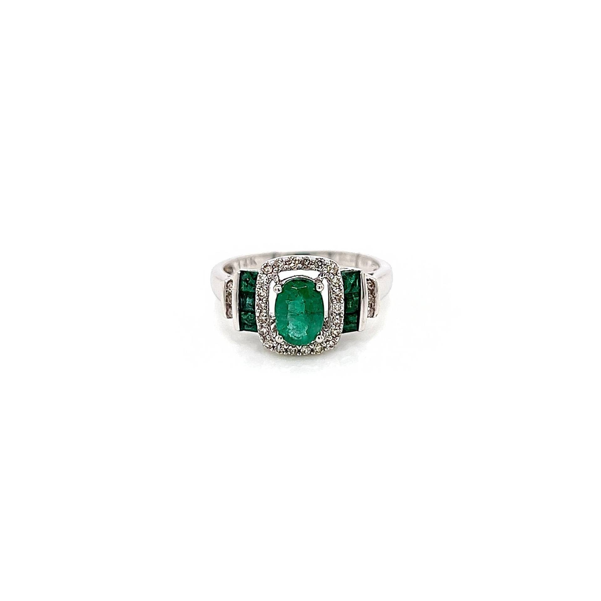 1.45Carat Diamant Und Grüner Smaragd Damen Ring von SeaWaveDiamonds