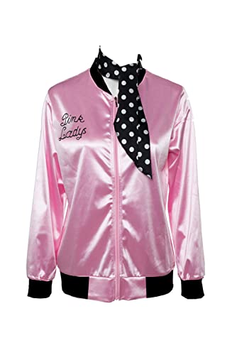 Seaehey Pink Ladies Satin Bomberjacke mit Reißverschluss, für Damen, Unisex, Rosa, Größe XL von Seaehey
