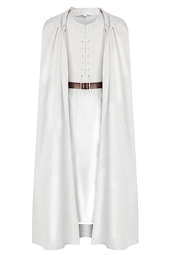 Seaehey Gandalf Cosplay Kostüm Weiß Umhang mit Kapuze Zauberer Robe Lang Tunika Oberteile und Gürtel Set Gandalf Weiß Kostüm Mittelalter Mönch Umhang für Halloween Seaehey Gandalf Cosplay Kostüm Weiß Umhang mit Kapuze Zauberer Robe Lang Tunika Oberteile und Gürtel Set Gandalf Weiß Kostüm Mittelalter Mönch Umhang für Halloween von Seaehey