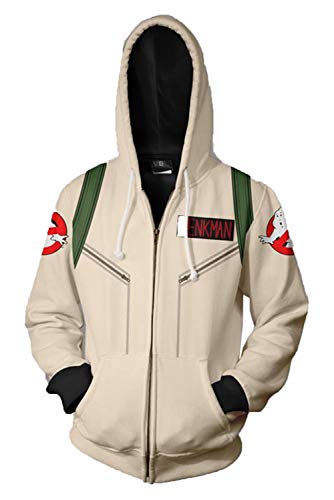 Seaehey Ghost Cosplay Busters Hoodie Pullover Mantel Professor für Geisterjagd Costume Ghost Cosplay Jacke Hooded Coat Zip Jacket Sweatshirt Halloween Carnival von Seaehey