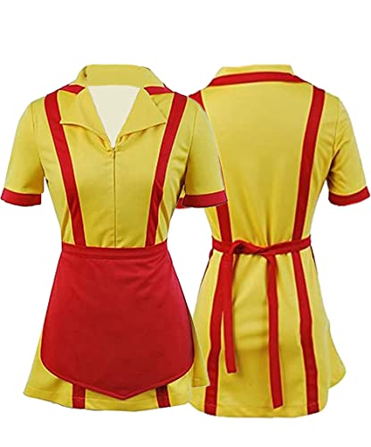 Seaehey Max Black Kostüm Caroline Broke Girls Kostüm Waitress Costume Maid Costume French Maid Dress Outfit Red Yellow Bankrott Schwestern Kleid Halloween Carnival von Seaehey