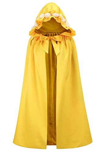 Seaehey Prinzessin Belle Kostüm Prinzessin Umhang Gelb Prinzessin Umhang Kapuze Prinzessin Belle Dress Up Winter Umhang Robe Halloween Karneval Geburtstag Party Outfit von Seaehey