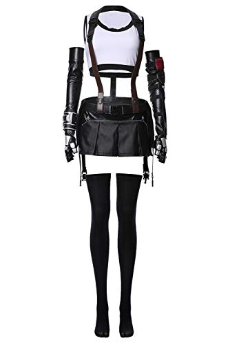 Seaehey Tifa Lockhart Kostüm Tifa Cosplay Outfit Overall Frauen Overall Strampler Haremshose Spiel Verkleidung Halloween Karneval Outfit, Schwarz , M von Seaehey