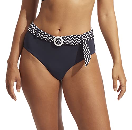 Seafolly Damen Bikinihose mit Gürtel, breite Seite, Retro-Stil, mittelhoher Bund Bikini-Unterteile, Sienna True Navy, 44 von Seafolly