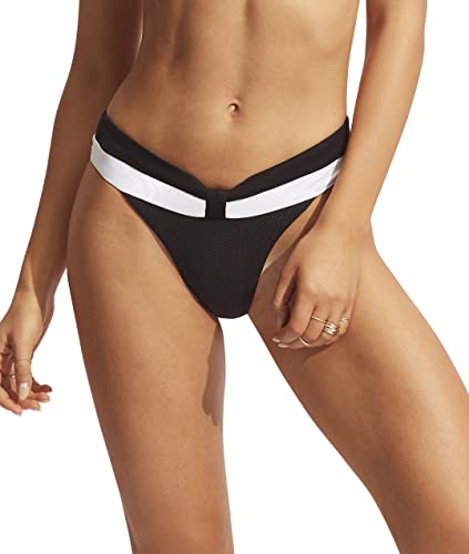 Seafolly Damen Bikinihose mit hohem Schnitt Bikini-Unterteile, Splice of Splice White, 40 von Seafolly