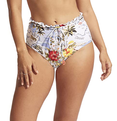 Seafolly Damen Bikinihose mit hoher Taille, vollständige Abdeckung, niedriger Beinausschnitt Bikini-Unterteile, Coast to Coast Powder Blue, 40 von Seafolly