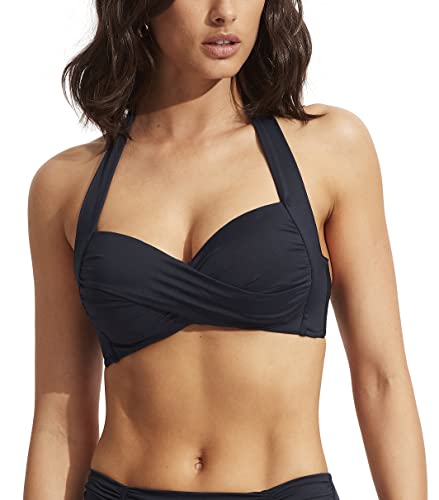 Seafolly Damen-Bikinioberteil mit gedrehten Vorderseiten, weiche, Eco Collective True Navy, 40 von Seafolly