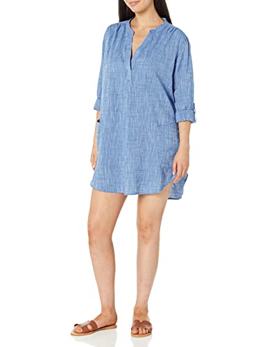 Seafolly Damen Basics Boyfriend Beach Shirt Cover Up Strandkleider, Blau (Chambray), 40 (Herstellergröße:L) von Seafolly