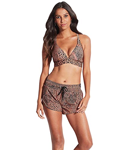 SEAFOLLY Damen DD Longline Triangle Top Swimsuit with Moulded Cup Bikini, Wild Ones Bronze, 36 von Seafolly