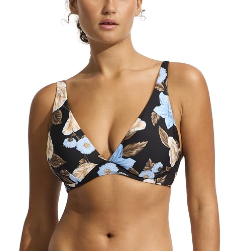 Seafolly Damen Dd Cup Fixed Triangel-Bikinioberteil Badeanzug Bikini, Gartenparty, Schwarz, 40 von Seafolly