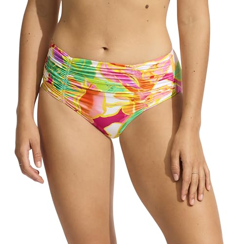 Seafolly Damen Geraffte Vorderseite Retro Full Coverage Bottom Badeanzug Bikini-Unterteile, Wonderland Fuchsia Rose, 42 von Seafolly