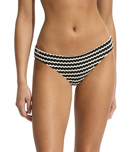Seafolly Damen Hipster-Bikinihose mit voller Abdeckung Bikini-Unterteile, Netz-Effekt, schwarz, 36 von Seafolly