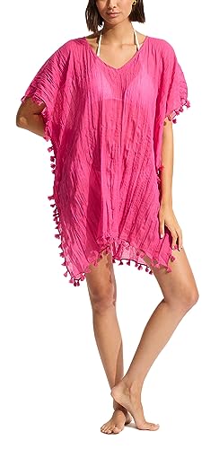 Seafolly Damen Kaftan Quaste Trim Cover Up Kleid Überwurf für Schwimmbekleidung, Beach Edit Fuchsia Rose, Einheitsgröße von Seafolly