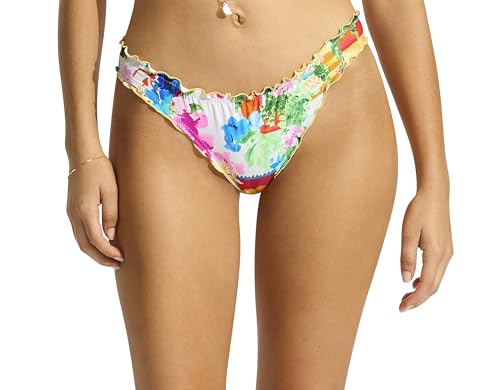 Seafolly Damen Mini Hipster Lettuce Edge Bottom Swimsuit Bikini-Unterteile, Ciao Bella Weiß, 36 von Seafolly