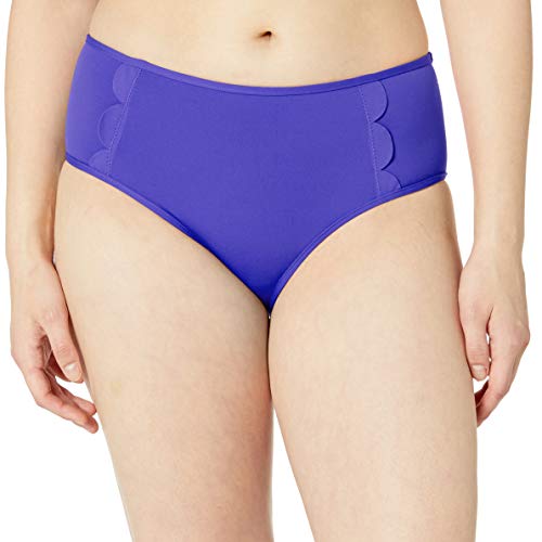 Seafolly Damen Petal Edge Mid Rise Bottom Badeanzug Bikini-Unterteile, Meeresschaum, Reflexe, Blau, 42 von Seafolly