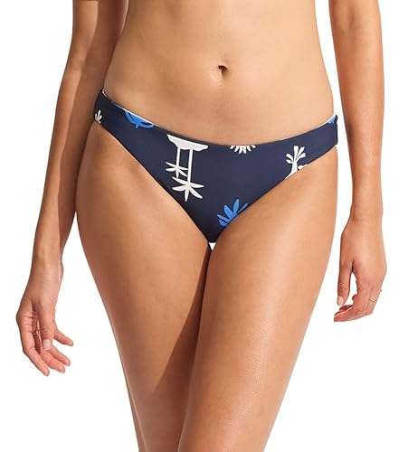 Seafolly Damen Reversible Hipster Bikini Bottom Badeanzug, La Palma True Navy, 38 von Seafolly