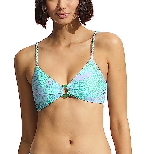 Seafolly Damen Ring Front Bralette Bikini Top Badeanzug, Sea Skin Vivid Green, 42 von Seafolly