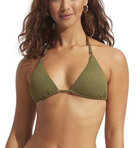 Seafolly Damen Slide Triangel Top Badeanzug Bikini, Sea Dive Khaki, 36 von Seafolly