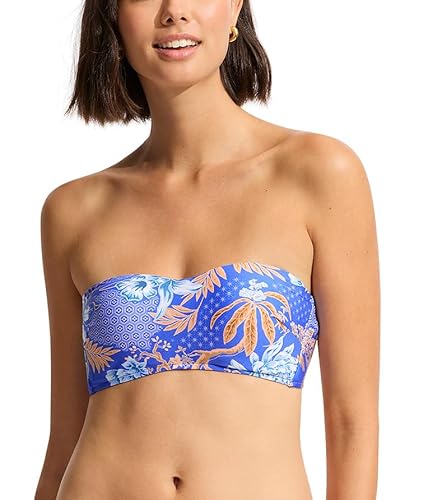 Seafolly Damen Soft Cup Bustier Bandeau Top Badeanzug Bikini, Eden Azure, 36 von Seafolly